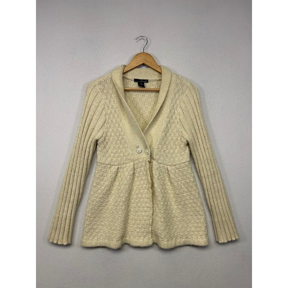 Coquette Grandmacore Willi Smith Womens M Cream Gold Lurex Empire Waist Cardigan